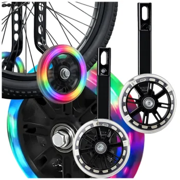Bērnu velosipēda papildriteņi ar LED apgaismojumu 12–16"