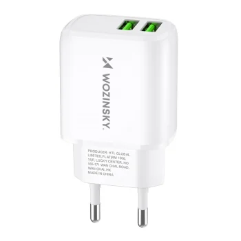 Wozinsky CUWCW tīkla lādētājs 2.4A ar 2x USB-A, balts