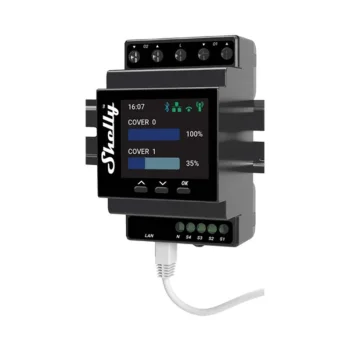 Shelly Pro Dual Cover PM viedais DIN sliedes divkanālu kontrolieris ar jaudas mērīšanu, Wi-Fi