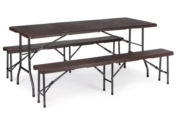 MultiGarden saliekams banketu galds 180 cm + 2 soli, brūns