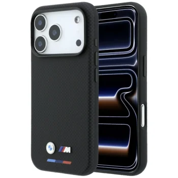 BMW M Quadrille Kevlar Tricolor MagSafe vāciņš priekš iPhone 17 Pro / 18 Pro, melns
