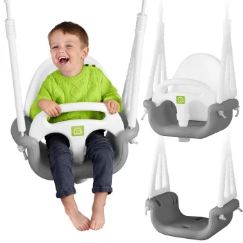 Bērnu šūpoles 3in1 Ricokids, pelēki baltas