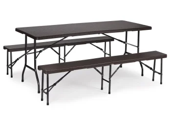 MultiGarden banketu galds 180 cm ar 2 soliem, brūns