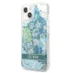 Guess Flower Liquid Glitter vāciņš iPhone 13 mini, zaļš