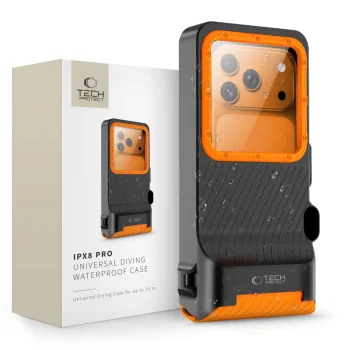 Tech-Protect IPX8 Pro ūdensizturīgs vāciņš viedtālruņiem, oranžs/melns