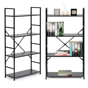 Plaukts ar 4 plauktiem ModernHome lofta stilā 58.5x23.5x113 cm, melns