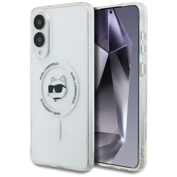 Karl Lagerfeld Samsung Galaxy S25 Edge vāciņš Metal Choupette Head MagSafe, balts
