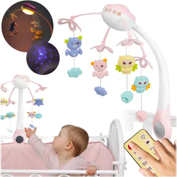 Ricokids Rk-813 karuselis gultiņai ar projektoru, rozā