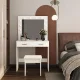 ModernHome CHDT03 kosmētikas galdiņš ar LED apgaismojumu un krēslu, Balts