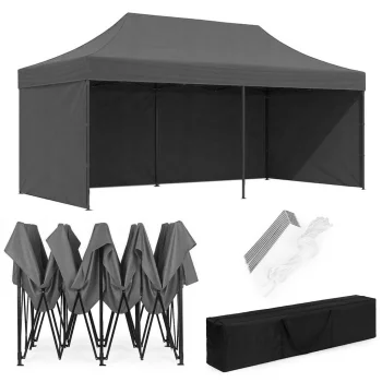 Dārza nojume pasākumiem MultiGarden 3x6 m, automātiski saliekama, pelēka