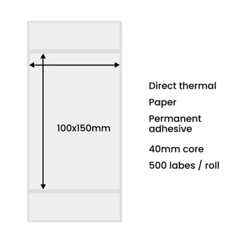 Termālās etiķetes 100x150 mm (500 gab.) - baltas