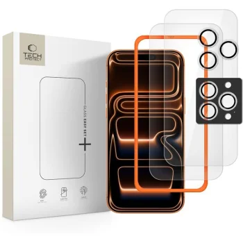 Tech-Protect Easy Set+ aizsargstiklu komplekts (3-pack) iPhone 16 Pro / 17 Pro