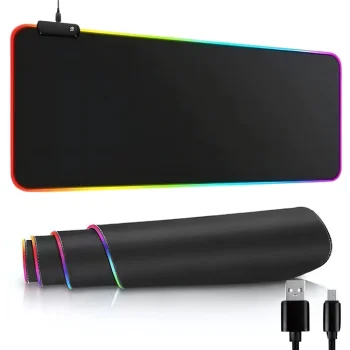 RGB LED spēļu peles paliktnis XL 80x30 cm, melns
