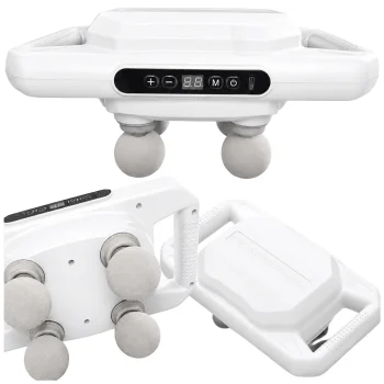 Jaudīgs ķermeņa masieris ar 4 galviņām, 20 ātrumiem un 6 režīmiem, USB-C, Balts