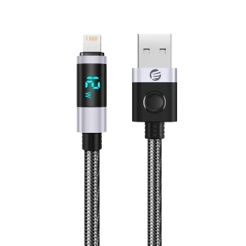 Orico LDA2L USB-A uz Lightning kabelis 12W ar LED displeju 0.5m, melns un sudraba