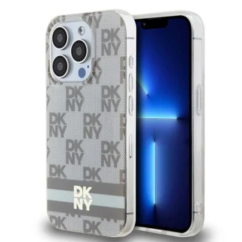 DKNY iPhone 15 Pro vāciņš HC MagSafe Checkered Pattern, bēšs