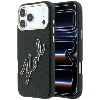 Karl Lagerfeld Smooth Big Resin Signature Logo vāciņš iPhone 18 / 17 Pro Max, melns