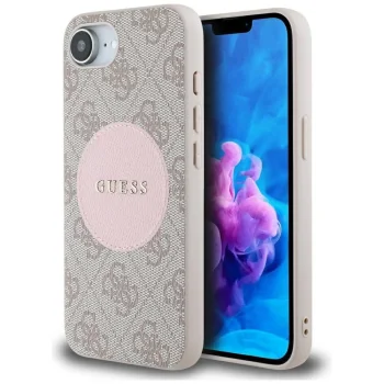 Guess 4G Circle Classic Logo MagSafe vāciņš Apple iPhone 16e Rozā