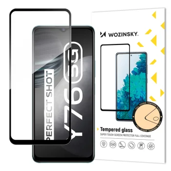 Wozinsky Full Glue aizsargstikls Vivo Y76 5G / Y76s / Y74s Melns