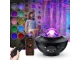 LED RGB zvaigžņu projektors un nakts lampa ar Bluetooth skaļruni un pulti, melns