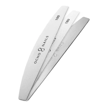 Ocho Nails pusmēness formas metāla vīles pamatne + 20 uzlikas 100/180