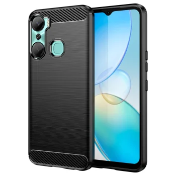 Vāciņš Infinix Hot 12 Pro Carbon Case, elastīgs TPU apvalks, melns