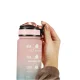 Necaurlaidīga Ūdens Pudele ar Laika Atgādinājuma Marķieri bez BPA, 1L, Rozā Zilā | Motivational Water Bottle...