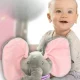 Interaktīva plīša rotaļlieta zilonītis ar kustīgām ausīm, pelēki rozā, 30 cm