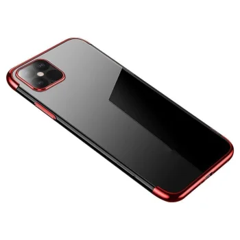 TPU vāciņš Xiaomi Redmi Note 11S / Note 11, caurspīdīgs ar sarkanu rāmi