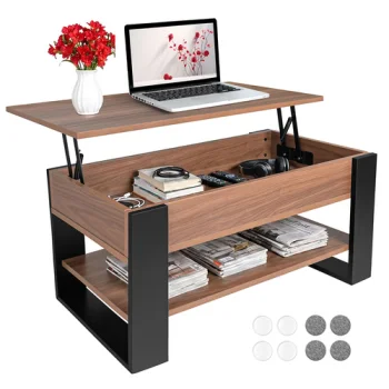 Ruhhy Kafijas Galds ar Paceļamu Virsmu, 92x51x47-61 cm, Ozols/Melns