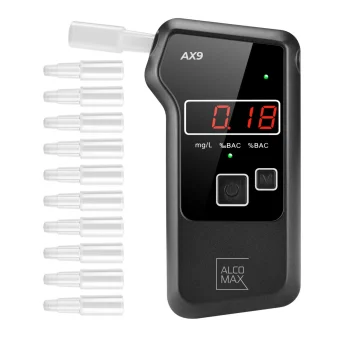 Alkohola testeris AX9 ar elektroķīmisku platīna sensoru, 0–2 ‰, 5000 mērījumi