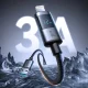 Joyroom S-A16 Pro USB-A uz Lightning kabelis ar displeju 3A 1.2m, melns