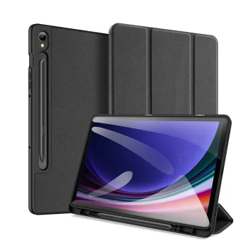 Dux Ducis Domo atverams vāciņš Samsung Galaxy Tab S9 ar statīva funkciju, melns