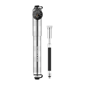 Velosipēda pumpis Rockbros HQ-67A-L03 ar manometru, līdz 160 PSI, sudraba