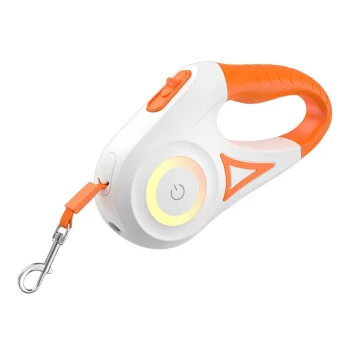 Automātiskā suņu pavada Rojeco RQYS-04 LED 5 m, balta/oranža
