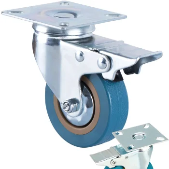 Grozāms mēbeļu ritentiņš ar bremzi (4 collas / 100 mm), metāla/plastmasas, zils