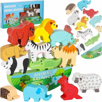 Koka balansēšanas spēle ar dzīvniekiem Safari Montessori