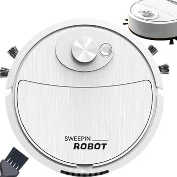 Automātiskais bezvadu grīdas tīrīšanas robots ar birstēm, balts