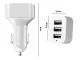 Auto lādētājs ar 3x USB portiem (1.1A, 2.1A, 3.1A), balts/sudraba