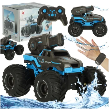RC amfībijas auto ar ūdens lielgabalu un žestu vadību, zils