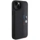 BMW Perforated Tricolor Line vāciņš iPhone 15 Plus / 14 Plus, melns