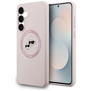 Karl Lagerfeld Silicone Karl & Choupette Heads MagSafe vāciņš Samsung Galaxy S25 FE - Rozā