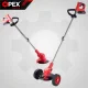 Akumulatora zāliena trimmeris OPEX TOOLS OPX28025, 21V, 2x 1.5 Ah, ar riteņiem, sarkans/melns