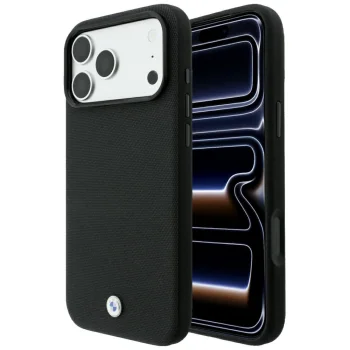 BMW Kevlar Metal Logo MagSafe vāciņš priekš iPhone 18 Pro / 17 Pro, melns