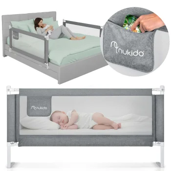 Nukido Nk-227 gultas aizsargbarjera bērniem, 160 cm, pelēka