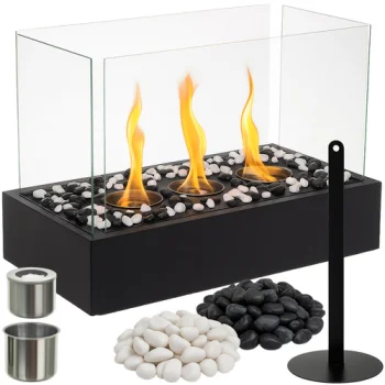 Kaminer 00026318 brīvi stāvošs biokamīns ar stikla sienām 45cm melns