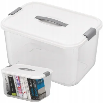 Uzglabāšanas kaste ar vāku un rokturi, 20L, Balta