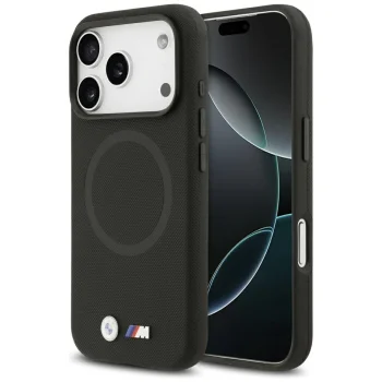 BMW M FW Metal Logo MagSafe vāciņš iPhone 17 Pro, melns