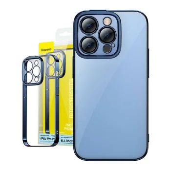 Baseus Glitter vāciņš un aizsargstikls priekš iPhone 14 Pro, zils