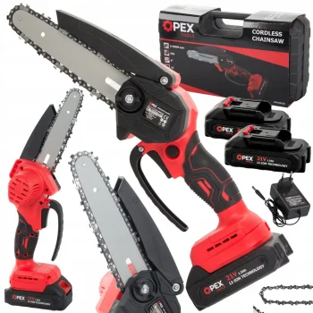Akumulatora ķēdes zāģis OPEX TOOLS OPX28026 6" 21V 2x 1.5Ah, sarkans/melns